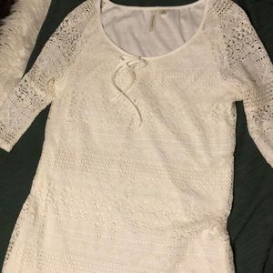 Tacera MIDI Dress- White Lace Eyelet 3/4 sleeve